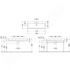 Duravit Vero Air - Meuble-lavabo 1200x470 mm, sans trop-plein, avec trou pour robinetterie, WonderGliss, blanc 23501200711