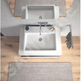 Duravit Vero Air - Meuble lavabo 600x470 mm, avec trop-plein, sans trou de robinetterie, WonderGliss, blanc 23506000281