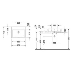 Duravit Vero Air - Meuble lavabo 600x470 mm, sans trop-plein, sans trou de robinetterie, WonderGliss, blanc 23506000791
