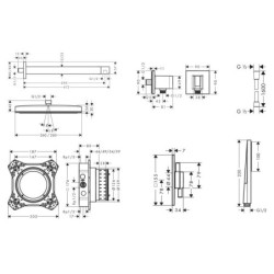 Hansgrohe - Set de douche avec mitigeur encastré, corps d’encastrement, 26x26 cm, noir mat SANI21HHH401