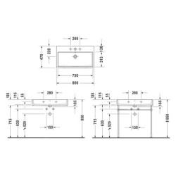 Duravit Vero Air - Lavabo 800x470 mm, sans trop-plein, avec 1 trou pour robinetterie, blanc 2350800041
