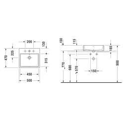 Duravit Vero Air - Vasque 500x470 mm, sans trop-plein, avec 1 trou pour robinetterie, blanc 2352500041