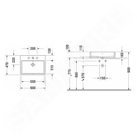 Duravit Vero Air - Vasque 600x470 mm, avec trop-plein, avec 1 trou pour robinetterie, blanc 2352600000