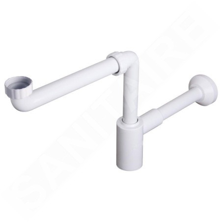 Bruckner Accessoires - Siphon de lavabo à faible encombrement Crono, 1 1/4, vidage 32 mm, blanc 151.124.0