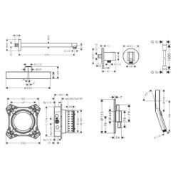 Hansgrohe - Set de douche avec mitigeur encastré, corps d’encastrement, diamètre 25 cm, 3 jets, chrome SANI21HHH004