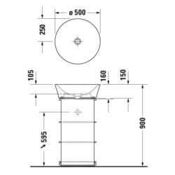 Duravit White Tulip - Lavabo de meuble, diamètre 500 mm, sans trou pour robinetterie, blanc 2365500070