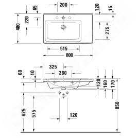 Duravit D-Neo - Lavabo de meuble 800x480 mm, 1 trou pour robinetterie à gauche, blanc 2369800000