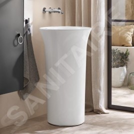 Duravit White Tulip - Lavabo autoportant 500x500x900 mm, sans trou pour robinetterie, avec WonderGliss, blanc 27035000701