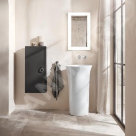 Duravit White Tulip - Lavabo autoportant 500x500x900 mm, sans trou pour robinetterie, avec WonderGliss, blanc 27035000701