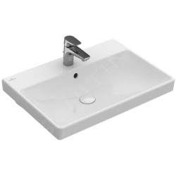 Villeroy & Boch Avento - Meuble-lavabo 650x470 mm, avec trop-plein, trou pour robinet, CeramicPlus, Stone White 415865RW