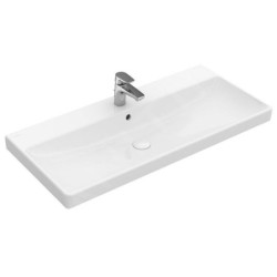 Villeroy & Boch Avento - Meuble-lavabo 800x470 mm, avec trop-plein, trou pour robinet, CeramicPlus, Stone White 415680RW