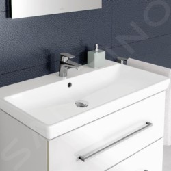 Villeroy & Boch Avento - Meuble-lavabo 800x470 mm, avec trop-plein, trou pour robinet, CeramicPlus, Stone White 415680RW