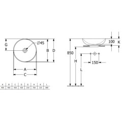 Villeroy & Boch Loop&Friends - Vasque, diamètre 420 mm, sans trop-plein, CeramicPlus, amande 4A4601AM