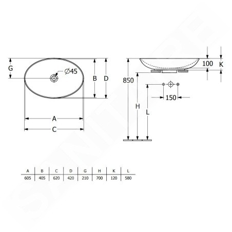 Villeroy & Boch Loop&Friends - Vasque, 620x420 mm, sans trop-plein, CeramicPlus, Stone White 4A4801RW