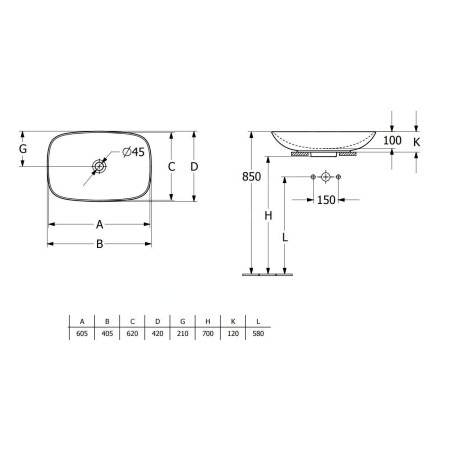 Villeroy & Boch Loop&Friends - Vasque, 620x420 mm, sans trop-plein, CeramicPlus, graphite 4A5001i4