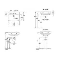 Villeroy & Boch O.novo - Lavabo 600x460 mm, sans trop-plein, trou pour robinet, CeramicPlus, blanc alpin 4A4161R1