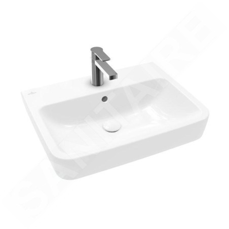 Villeroy & Boch O.novo - Lavabo 600x460 mm, avec trop-plein, trou pour robinet, CeramicPlus, blanc alpin 4A4160R1