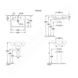 Villeroy & Boch O.novo - Lavabo 600x460 mm, avec trop-plein, trou pour robinet, CeramicPlus, blanc alpin 4A4160R1