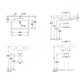 Villeroy & Boch O.novo - Lavabo 650x460 mm, sans trop-plein, trou pour robinet, CeramicPlus, blanc alpin 4A4166R1