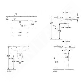 Villeroy & Boch O.novo - Lavabo 650x460 mm, avec trop-plein, sans trou pour robinet, CeramicPlus, blanc alpin 4A4167R1