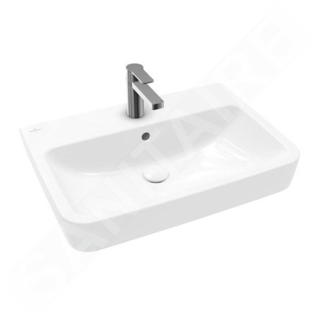 Villeroy & Boch O.novo - Lavabo 650x460 mm, avec trop-plein, trou pour robinet, CeramicPlus, blanc alpin 4A4165R1
