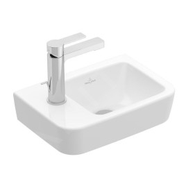 Villeroy & Boch O.novo - Lave-mains Compact 360x250 mm, sans trop-plein, trou pour robinet à gauche, AntiBac, CeramicPlus,