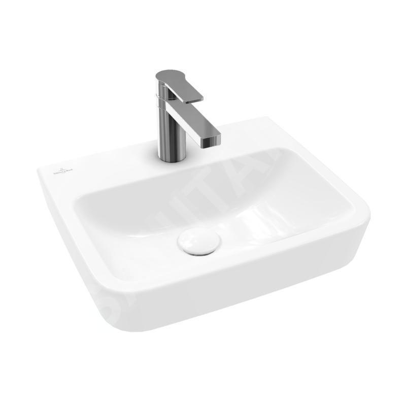 Villeroy & Boch O.novo - Lave-mains à poser, 450x370 mm, sans trop-plein, trou pour robinet, CeramicPlus, blanc alpin 43444LR1