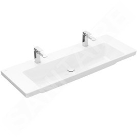 Villeroy & Boch Subway 3.0 - Double-lavabo, 1300x475 mm, sans trop-plein, trous pour robinet, blanc 4A70D101