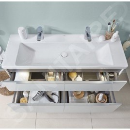 Villeroy & Boch Subway 3.0 - Double-lavabo, 1300x475 mm, sans trop-plein, trous pour robinet, blanc 4A70D101