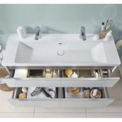 Villeroy & Boch Subway 3.0 - Double-lavabo 1300x475 mm, sans trop-plein, trous pour robinetterie, CeramicPlus, blanc alpin