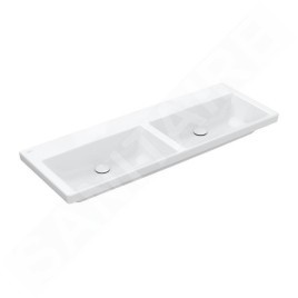 Villeroy & Boch Subway 3.0 - Double-lavabo 1300x470 mm, sans trop-plein, sans trou de robinetterie, CeramicPlus, blanc alpin