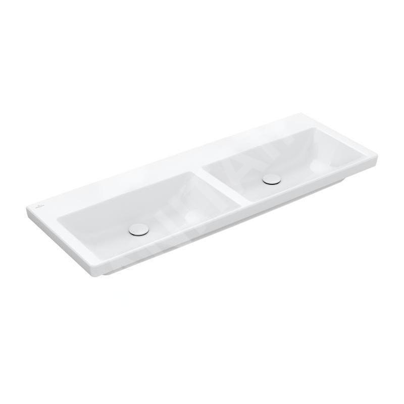 Villeroy & Boch Subway 3.0 - Double-lavabo 1300x470 mm, sans trop-plein, sans trou de robinetterie, CeramicPlus, blanc alpin Villeroy & Boch Subway 3.0 - Double-lavabo 1300x470 mm, sans trop-plein, sans trou de robinetterie, CeramicPlus, blanc alpin