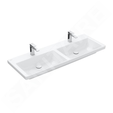 Villeroy & Boch Subway 3.0 - Double-lavabo 1300x470 mm, sans trop-plein, sans trou pour robinetterie, blanc alpin 4A71D101