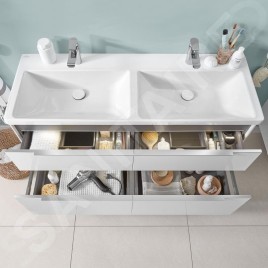Villeroy & Boch Subway 3.0 - Double-lavabo 1300x470 mm, sans trop-plein, sans trou pour robinetterie, blanc alpin 4A71D101