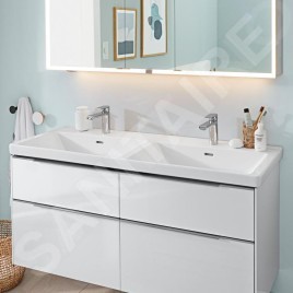 Villeroy & Boch Subway 3.0 - Meuble double vasque 1300 x 470 mm, avec trop-plein, trous de robinetterie, blanc alpin 4A71D501