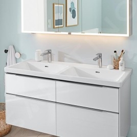 Villeroy & Boch Subway 3.0 - Double-lavabo 1300x470 mm, avec trop-plein, trous pour robinetterie, CeramicPlus, blanc alpin