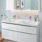 Villeroy & Boch Subway 3.0 - Double-lavabo 1300x470 mm, avec trop-plein, trous pour robinetterie, CeramicPlus, Stone White Villeroy & Boch Subway 3.0 - Double-lavabo 1300x470 mm, avec trop-plein, trous pour robinetterie, CeramicPlus, Stone White