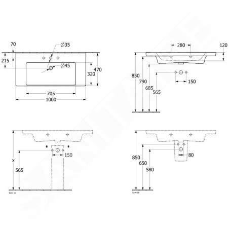 Villeroy & Boch Subway 3.0 - Lavabo 1000x470 mm, sans trop-plein, trou pour robinet, CeramicPlus, blanc alpin 4A70A2R1