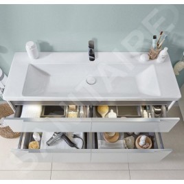 Villeroy & Boch Subway 3.0 - Lavabo 1300x470 mm, sans trop-plein, trou pour robinetterie, CeramicPlus, Stone White 4A70D2RW