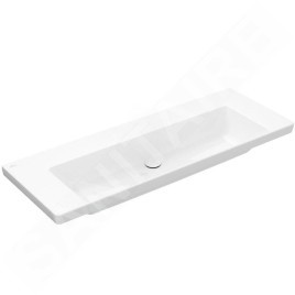 Villeroy & Boch Subway 3.0 - Lavabo 1300x470 mm, sans trop-plein, sans trou pour robinetterie, CeramicPlus, Stone White 4A70D3RW