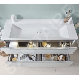 Villeroy & Boch Subway 3.0 - Lavabo 1300x470 mm, sans trop-plein, sans trou pour robinetterie, CeramicPlus, Stone White 4A70D3RW