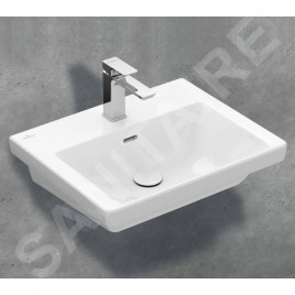 Villeroy & Boch Subway 3.0 - Lavabo 550x440 mm, avec trop-plein, trou pour robinet, CeramicPlus, Stone White 4A7055RW