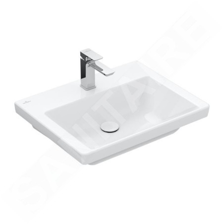 Villeroy & Boch Subway 3.0 - Lavabo 600x470 mm, sans trop-plein, trou pour robinet, CeramicPlus, blanc alpin 4A7061R1