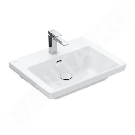 Villeroy & Boch Subway 3.0 - Lavabo 600x470 mm, avec trop-plein, trou pour robinet, CeramicPlus, Stone White 4A7060RW