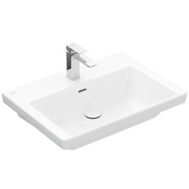 Villeroy & Boch Subway 3.0 - Lavabo 650x470 mm, avec trop-plein, trou pour robinet, CeramicPlus, Stone White 4A7065RW