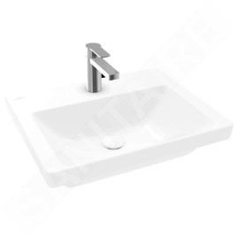 Villeroy & Boch Subway 3.0 - Meuble-lavabo 550x440 mm, sans trop-plein, trou pour robinet, CeramicPlus, Stone White 4A70F5RW