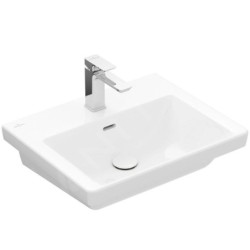 Villeroy & Boch Subway 3.0 - Meuble-lavabo 550x440 mm, avec trop-plein, trou pour robinet, CeramicPlus, Stone White 4A70F4RW