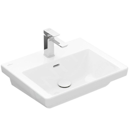 Villeroy & Boch Subway 3.0 - Meuble-lavabo 550x440 mm, avec trop-plein, trou pour robinet, CeramicPlus, Stone White 4A70F4RW