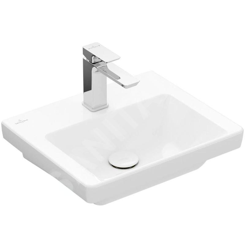 Villeroy & Boch Subway 3.0 - Lavabo 450x370 mm, sans trop-plein, trou pour robinet, CeramicPlus, Stone White 437046RW