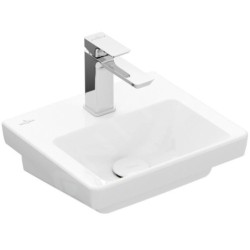 Villeroy & Boch Subway 3.0 - Meuble-lavabo 370x305 mm, sans trop-plein, trou pour robinet, CeramicPlus, Stone White 437038RW